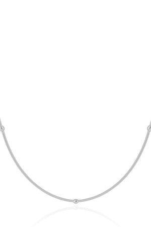 Pulseira Corda Violão Bolinhas 3 mm Ródio Branco