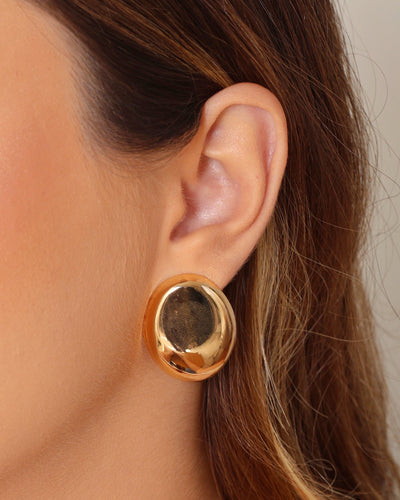 Brinco Oval Liso 3.1 cm Banhado a Ouro 18K