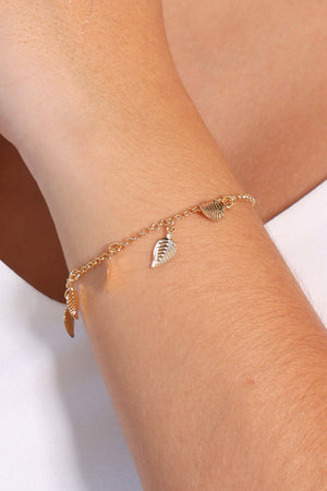 Pulseira Elos Folhas Banhado a Ouro 18K