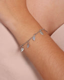 Pulseira Elos Folhas Ródio Branco