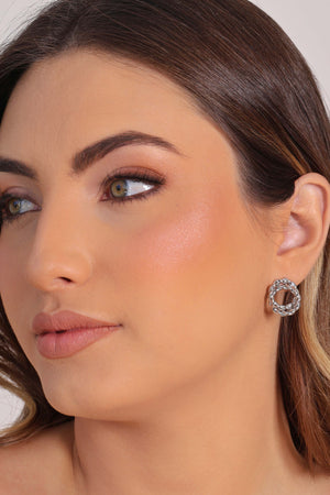 Brinco Círculos Torcidos Entrelaçados 1.8 cm Ródio Branco