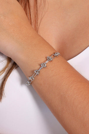 Pulseira Elos Nó Ródio Branco