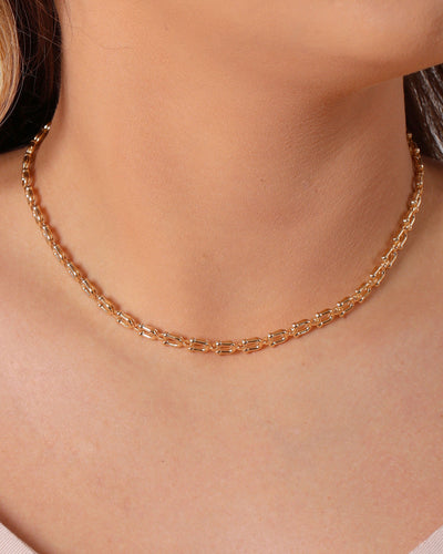 Choker Elos em U 5 mm Banhado a Ouro 18K - 35 cm