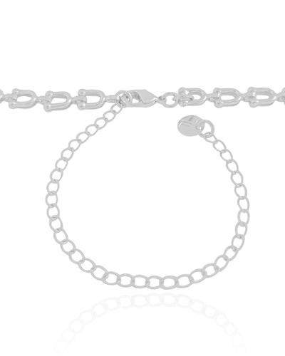 Choker Elos em U 5 mm Ródio Branco - 35 cm