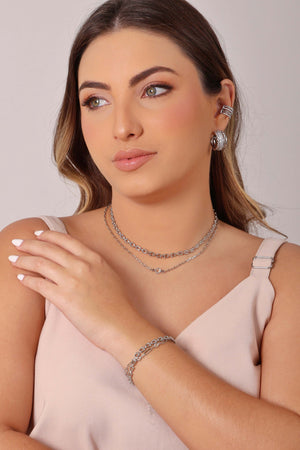 Pulseira Elos em U 5 mm Ródio Branco