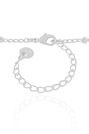 Gargantilha Elos Bolinhas Flor Cravejada Cristal Ródio Branco - 45 cm