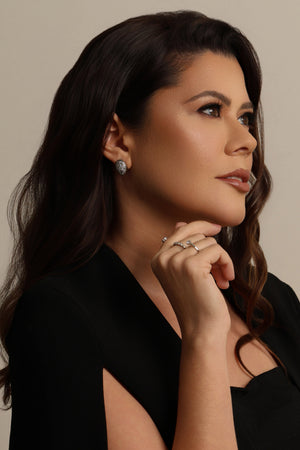 Anel Ajustável Três Dedos Cravejado Cristal Tamanho Único Ródio Branco