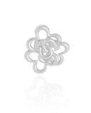Anel Ajustável Flor Entrelaçada Tamanho G Ródio Branco