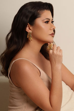 Anel Ajustável Asa Tamanho G Banhado a Ouro 18K