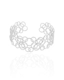 Bracelete Círculos Vazados Entrelaçados Ródio Branco