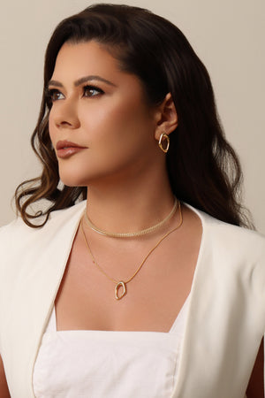 Brinco Orgânico Vazado 2.5 cm Banhado a Ouro 18K