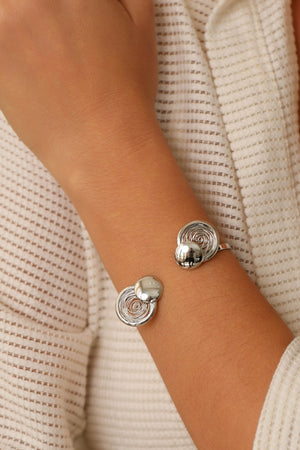 Bracelete Redondo Fios Espiral Ródio Branco