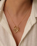 Gargantilha Veneziana Flor Entrelaçada Banhado a Ouro 18K - 45 cm