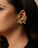 Ear Cuff Flores Pérolas 5.2 cm Banhado a Ouro 18K