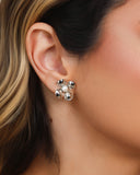 Brinco Flor Pérola 1.9 cm Ródio Branco