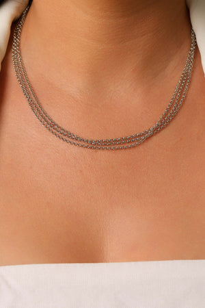 Choker Tripla Elos Portugueses Ródio Branco