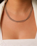 Choker Tripla Elos Portugueses Ródio Branco