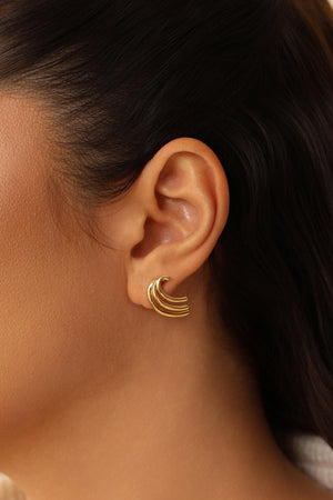 Brinco Filetes Lisos 1.9 cm Banhado a Ouro 18K