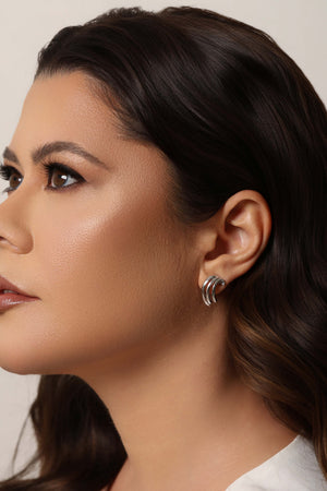 Brinco Filetes Lisos 1.9 cm Ródio Branco