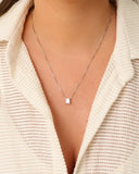 Gargantilha Veneziana Retângulo Cristal Ródio Branco - 45 cm