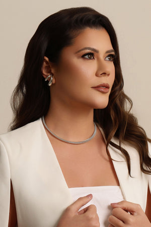 Ear Hook Dois Filetes Lisos Ródio Branco