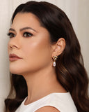 Brinco Orgânico Gota Cristal 3.2 cm Banhado a Ouro 18K