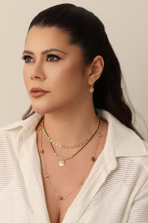 Brinco Argola Click Pontos de Luz Cristal 2.5 cm Banhado a Ouro 18K