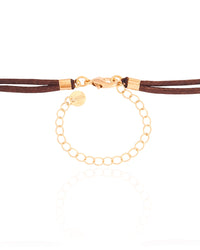 Gargantilha Dupla Fio Coreano Gravata Pingente Barroco Banhado a Ouro 18K - 31 cm