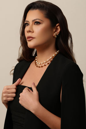 Choker Canutilhos Bolas Marrons Banhado a Ouro 18K