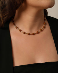 Choker Canutilhos Bolas Marrons Banhado a Ouro 18K