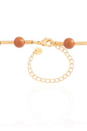 Choker Canutilhos Bolas Marrons Banhado a Ouro 18K