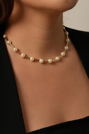 Choker Canutilhos Pérolas Banhado a Ouro 18K