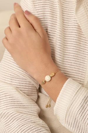 Pulseira Howlita 12 mm Fecho Gravata Banhado a Ouro 18K