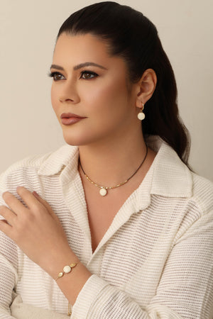 Choker Fio Coreano Howlita 12 mm Banhado a Ouro 18K