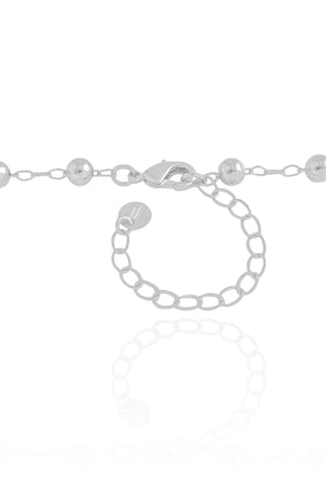 Gargantilha Elos Bolas Lisas 5 mm Ródio Branco - 45 cm