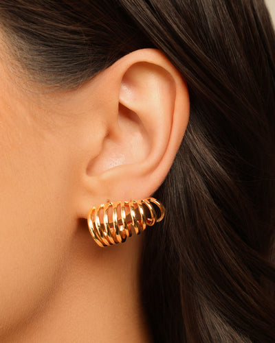 Ear Cuff Filetes Lisos 1,5 cm Banhado a Ouro 18K
