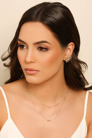 Ear Cuff Filetes Lisos 1.5 cm Ródio Branco