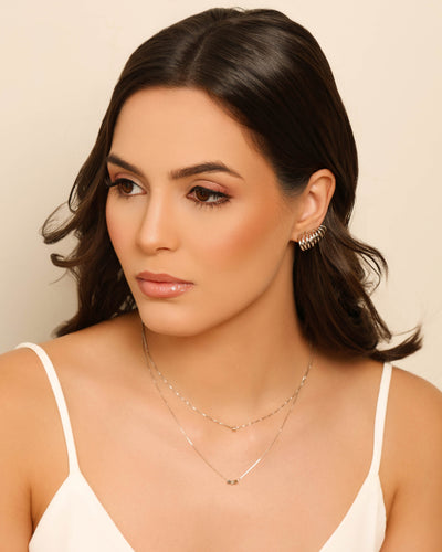 Ear Cuff Filetes Lisos 1,5 cm Ródio Branco