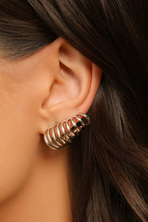 Ear Cuff Filetes Lisos 1.5 cm Ródio Branco