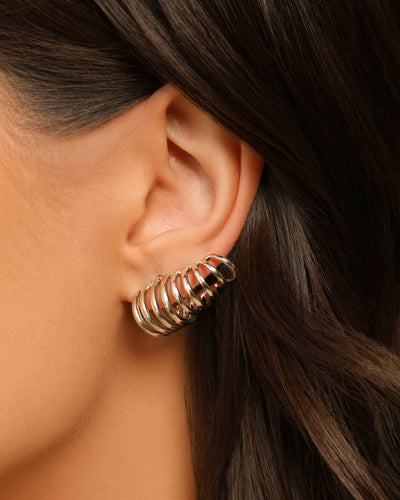 Ear Cuff Filetes Lisos 1,5 cm Ródio Branco