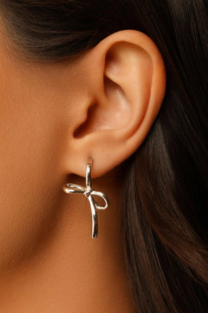 Brinco Laço Liso 3.0 cm Ródio Branco