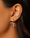 Brinco Laço Liso 3.0 cm Ródio Branco