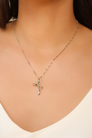 Gargantilha Veneziana Laço Liso Ródio Branco - 45 cm