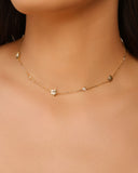Choker Flores Pontos de Luz Cristal Banhado a Ouro 18K