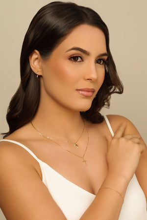 Brinco Argola Click Cruz 2.6 cm Banhado a Ouro 18K