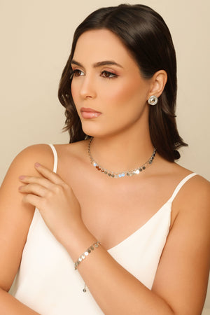 Choker Plaquinhas Lisas 6 mm Ródio Branco