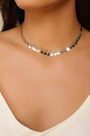 Choker Plaquinhas Lisas 6 mm Ródio Branco