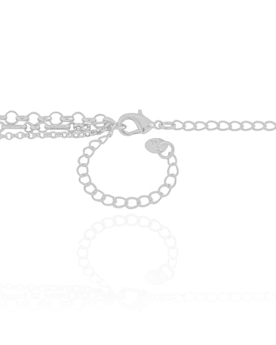 Colar Tripla Elo Português e Elos Ovais Ródio Branco - 35/40/45 cm