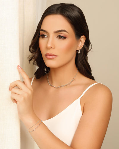 Choker Grumet Bolinhas Lisas Ródio Branco - 33 cm
