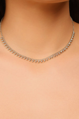 Choker Grumet Bolinhas Lisas Ródio Branco